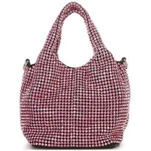 NWT Btb Los Angeles Shanti Crystal Bucket Bag In Rose